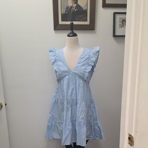 Aqua Sky Blue Ruffled Dress